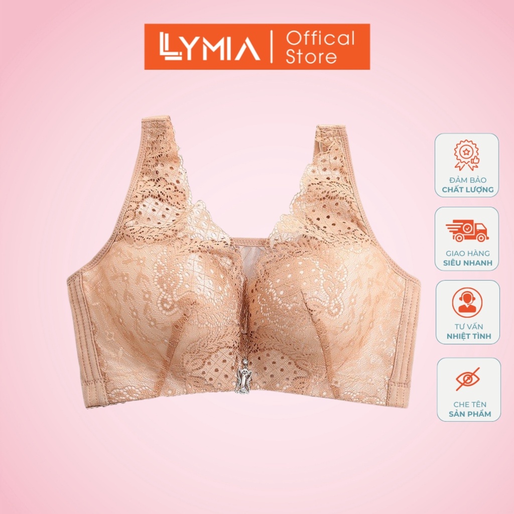 Áo lót ren  nữ LYMIA đệm mỏng quả to bigsize dành cho người béo, nâng ngực quai áo bản to A98
