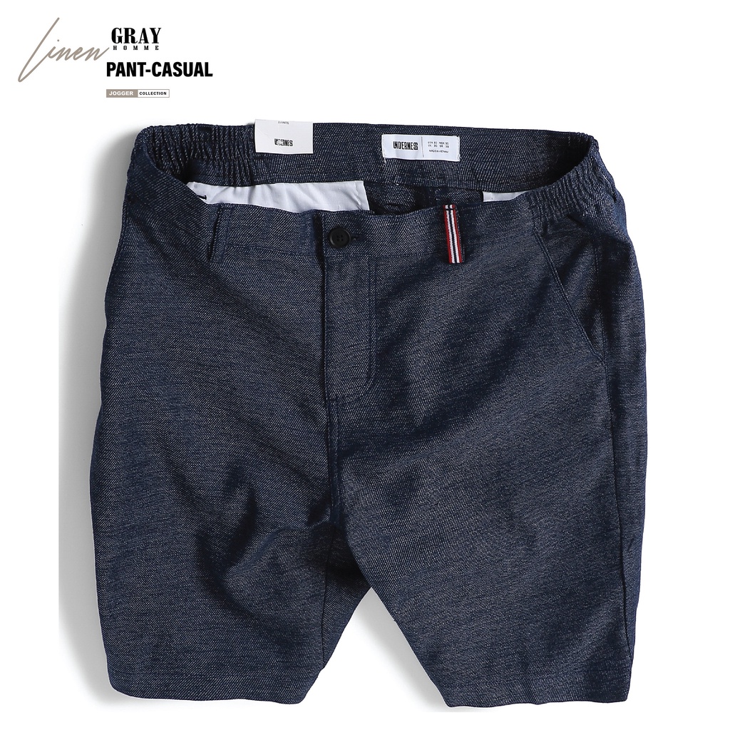 Quần đùi nam phối cạp chun GRAYHOMME short kaki mềm nhẹ, thoáng khí BI110