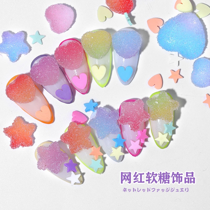 Charm kẹo ngọt, Charm trái tim, Charm kẹo dẻo - Set 5 viên