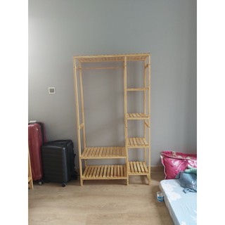 Kệ treo quần áo gỗ 2 buồng - Tủ gỗ treo quần áo