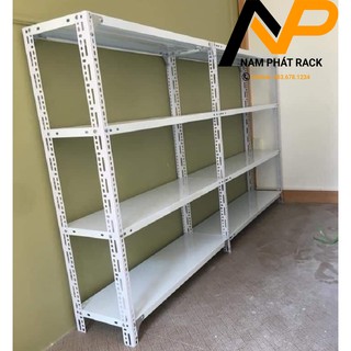 Kệ sắt v lỗ 4 tầng: cao 1.5m, dài 1.2m, rộng 0.3m