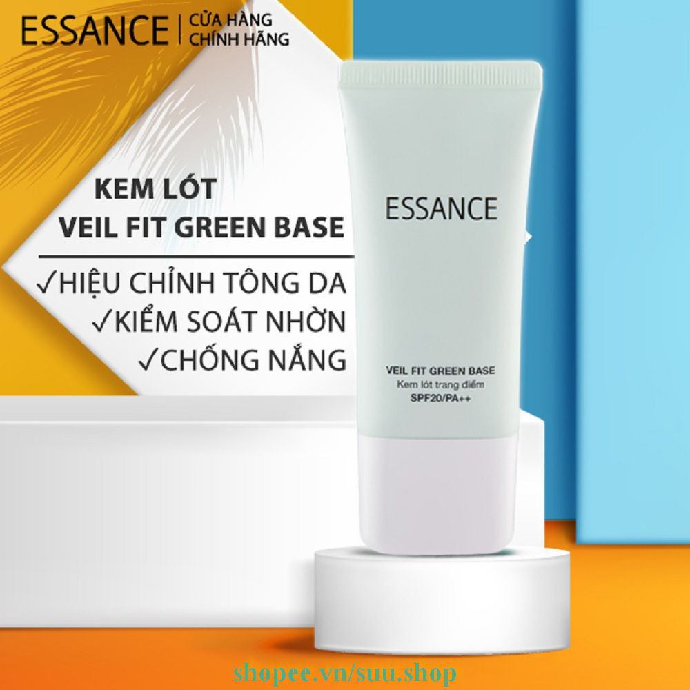 Kem lót 30ml Essance Veil Fit Green Base SPF20 PA++ suu.shop cam kết 100% chính hãng