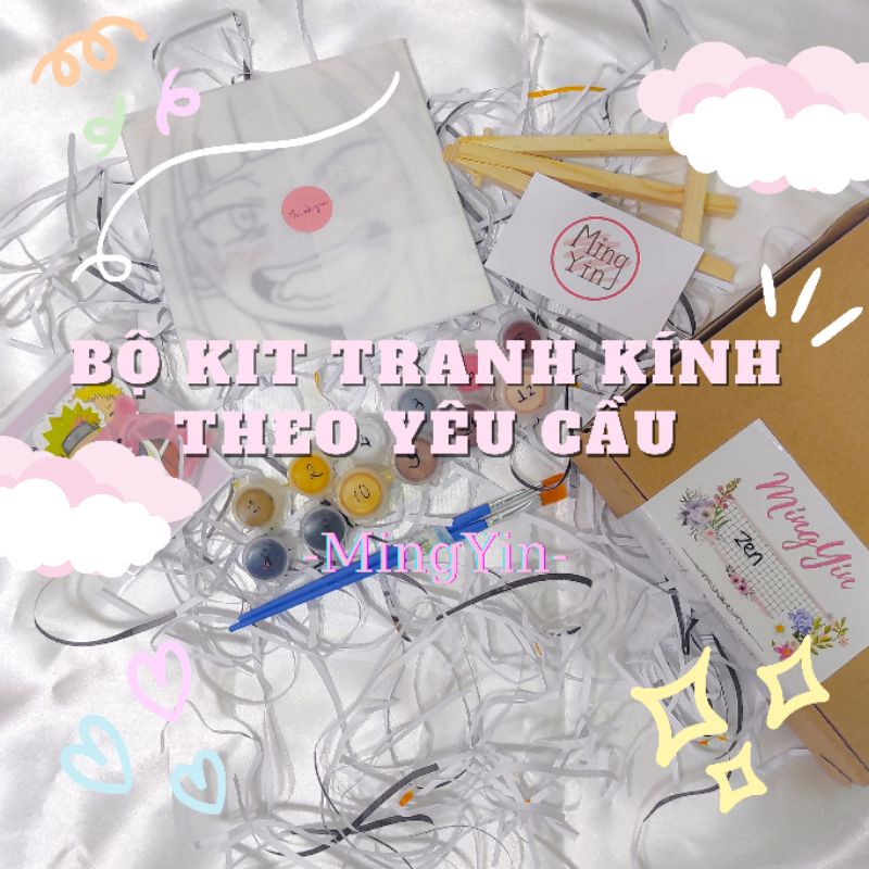 [Bộ Kit Tự Tô] TRANH KÍNH ANIME THEO YÊU CẦU (Kèm Giá Đỡ)