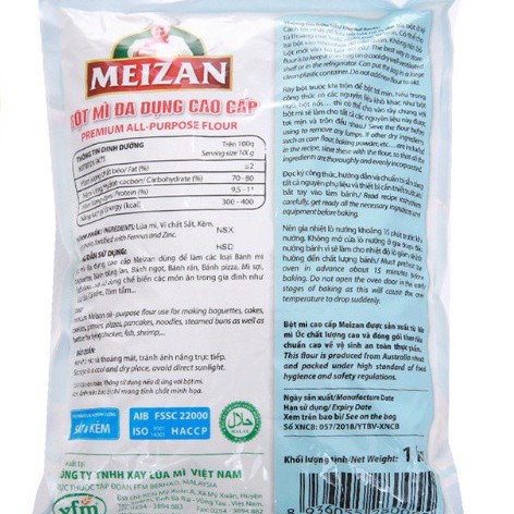 Bột mì đa dụng cao cấp Meizan gói 500gr/1kg , bột mì làm bánh trung thu, bánh ngọt mỳ sợi