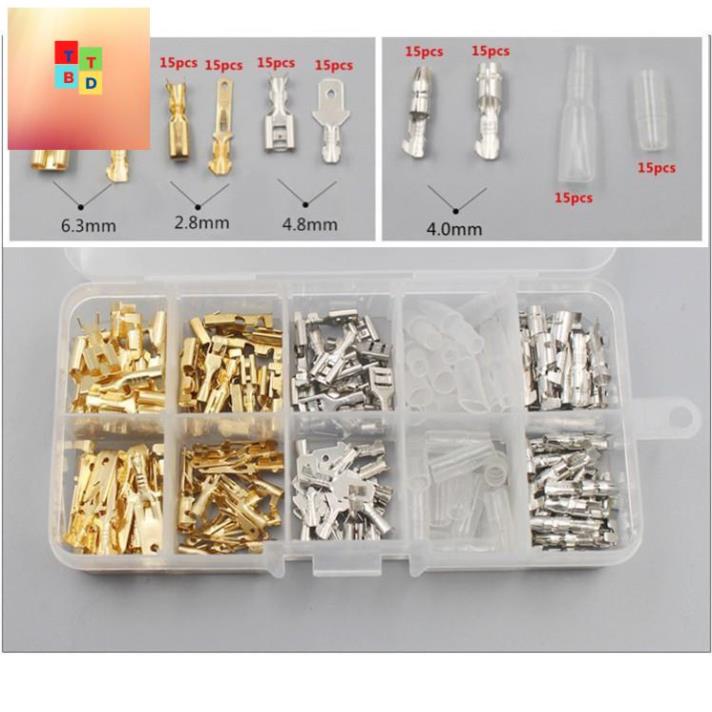 Bộ 150 cos xe máy 2.8mm 4.8mm 6.3mm, 4.0mm