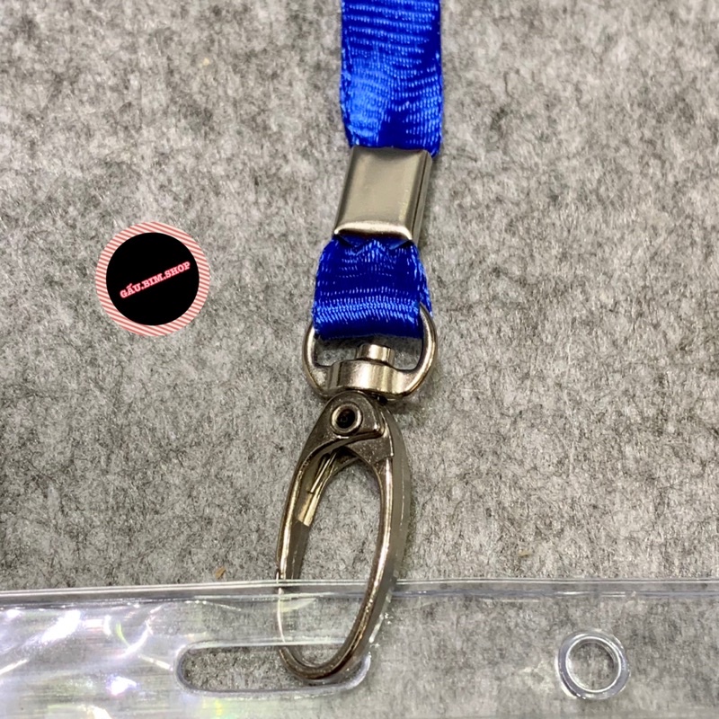 [Gía Sỉ] Bộ dây đeo thẻ tên - dây lụa móc sắt (xoay) 1cm kèm bảng tên nhựa dẻo cao cấp