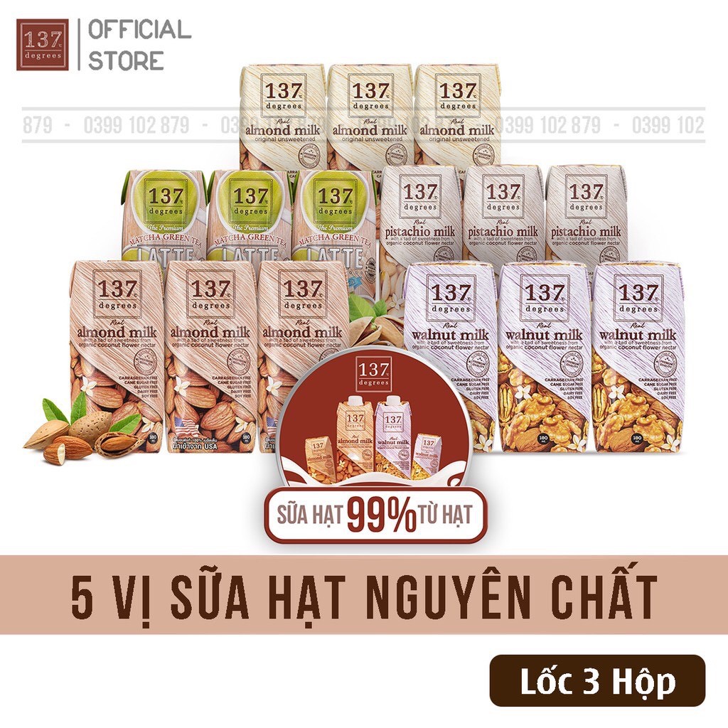 HOT Sữa Hạt 137 Degrees - Lốc 3 Hộp 180ml