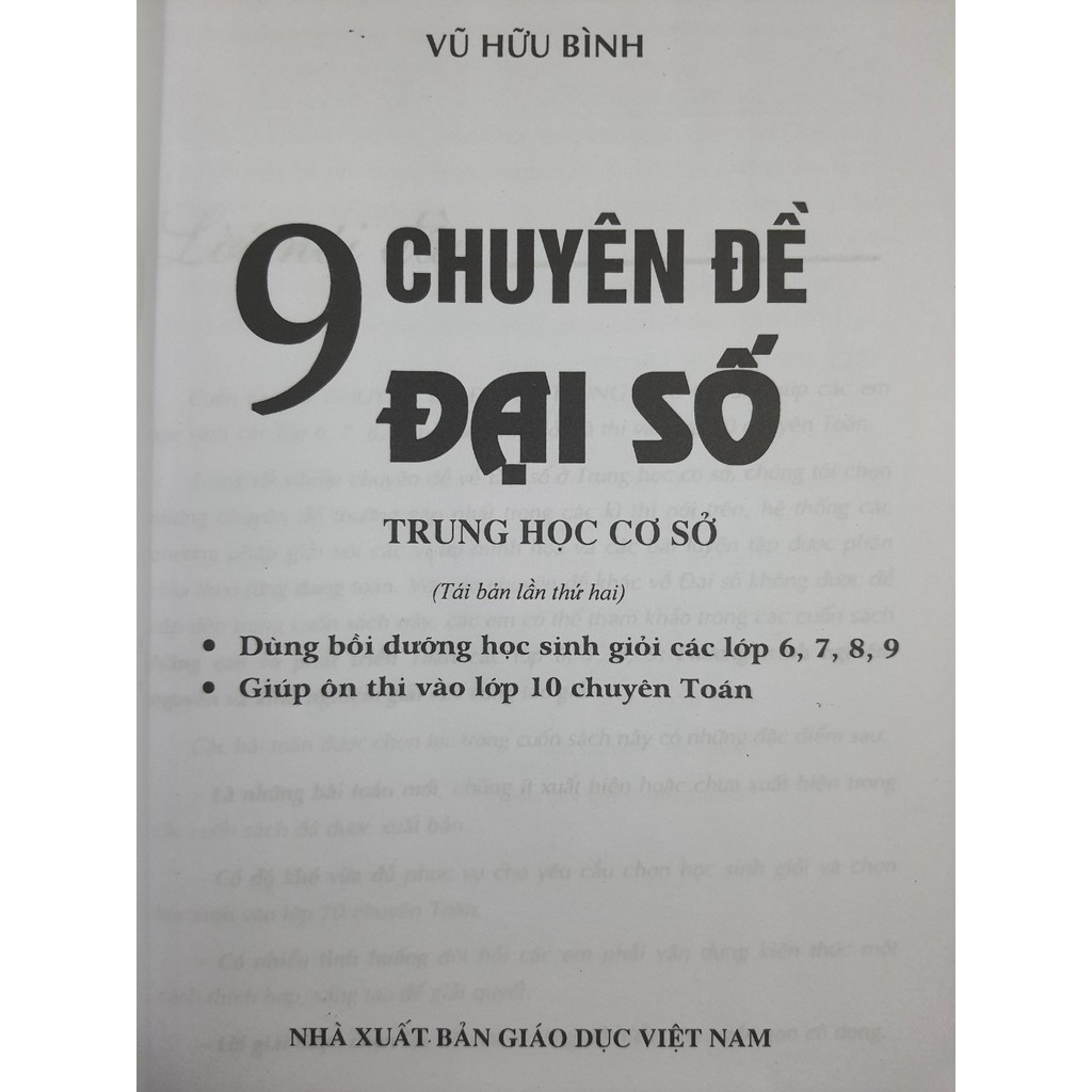 Sách - 9 chuyên đề Đại Số trung học cơ sở