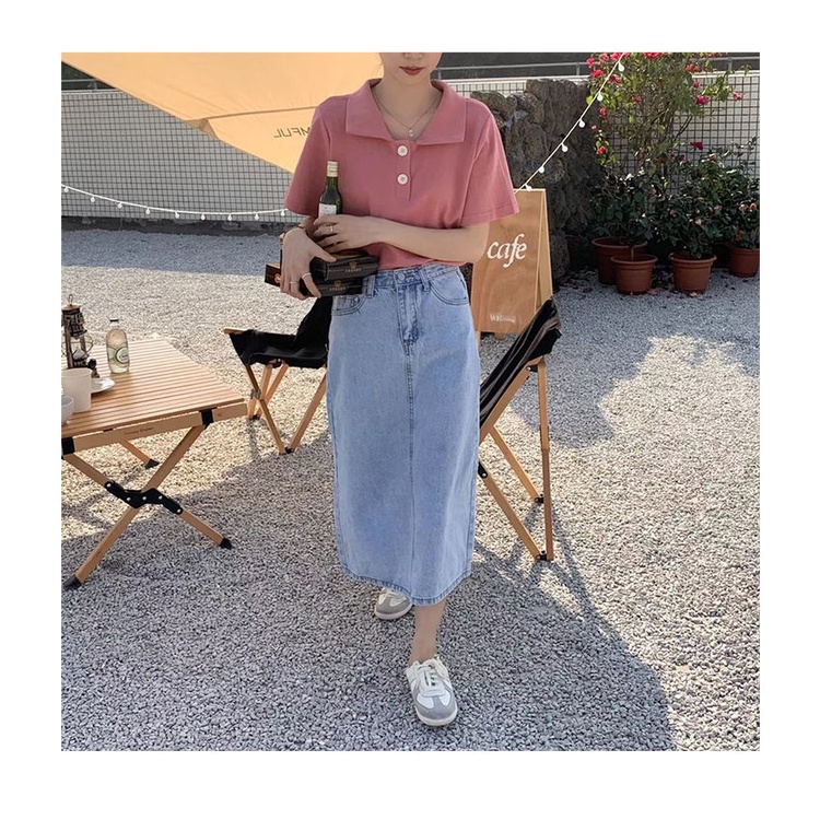 Áo polo Tay Ngắn Dáng Rộng Thời Trang Mùa Hè Phong Cách Hàn Quốc