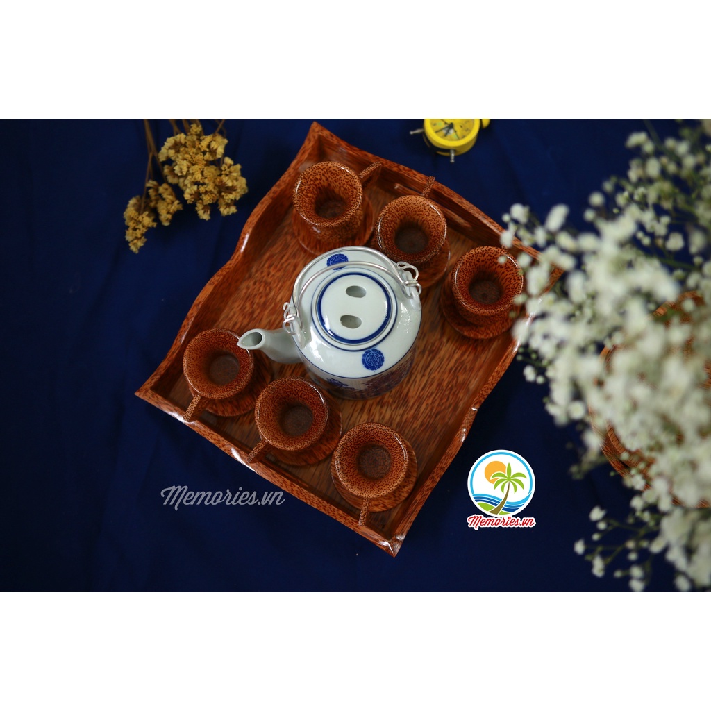 Bộ Ly Và Lót Dĩa Uống Trà, Cà Phê Bằng Gỗ Dừa