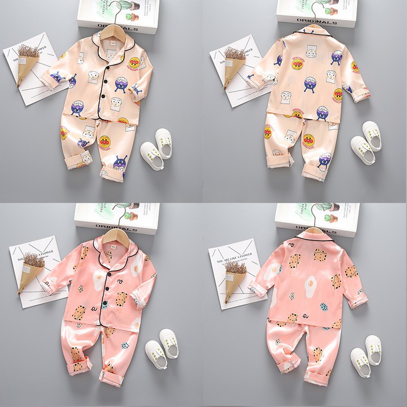 Bộ Đồ Ngủ Pijama Dài Tay In Hình Hoạt Hình Cho Bé