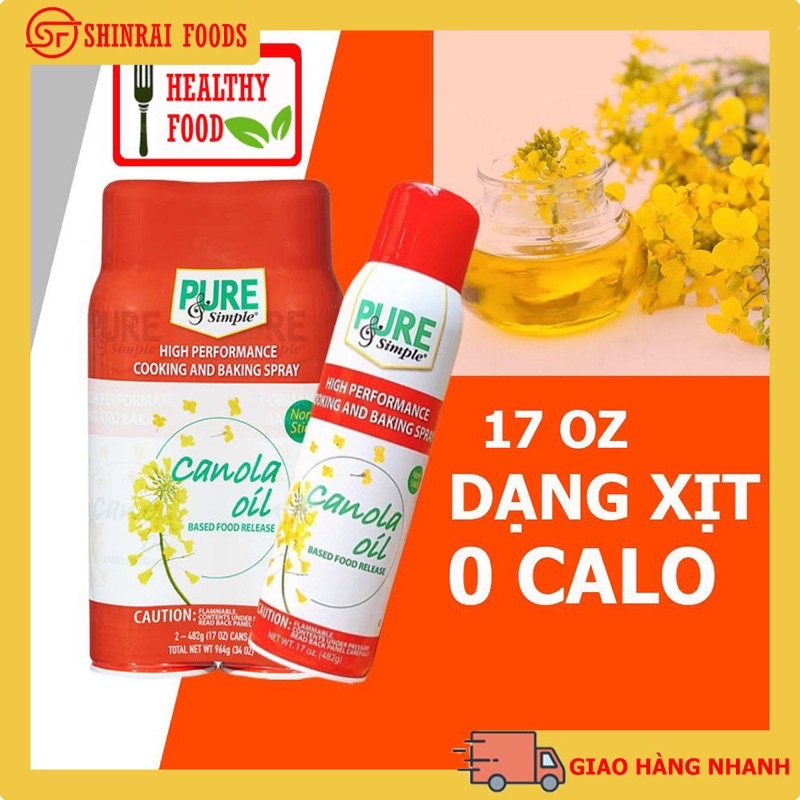 Dầu xịt 0 Calo hoa cải Pure Mỹ 17oz