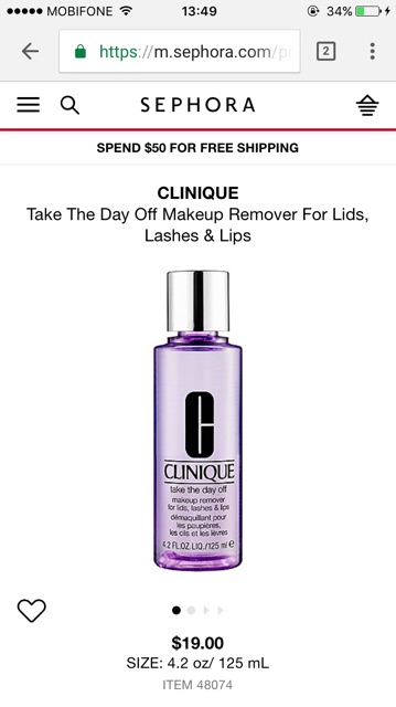 💋 Tẩy trang mắt môi Clinique Take The Day Off Make up Remover