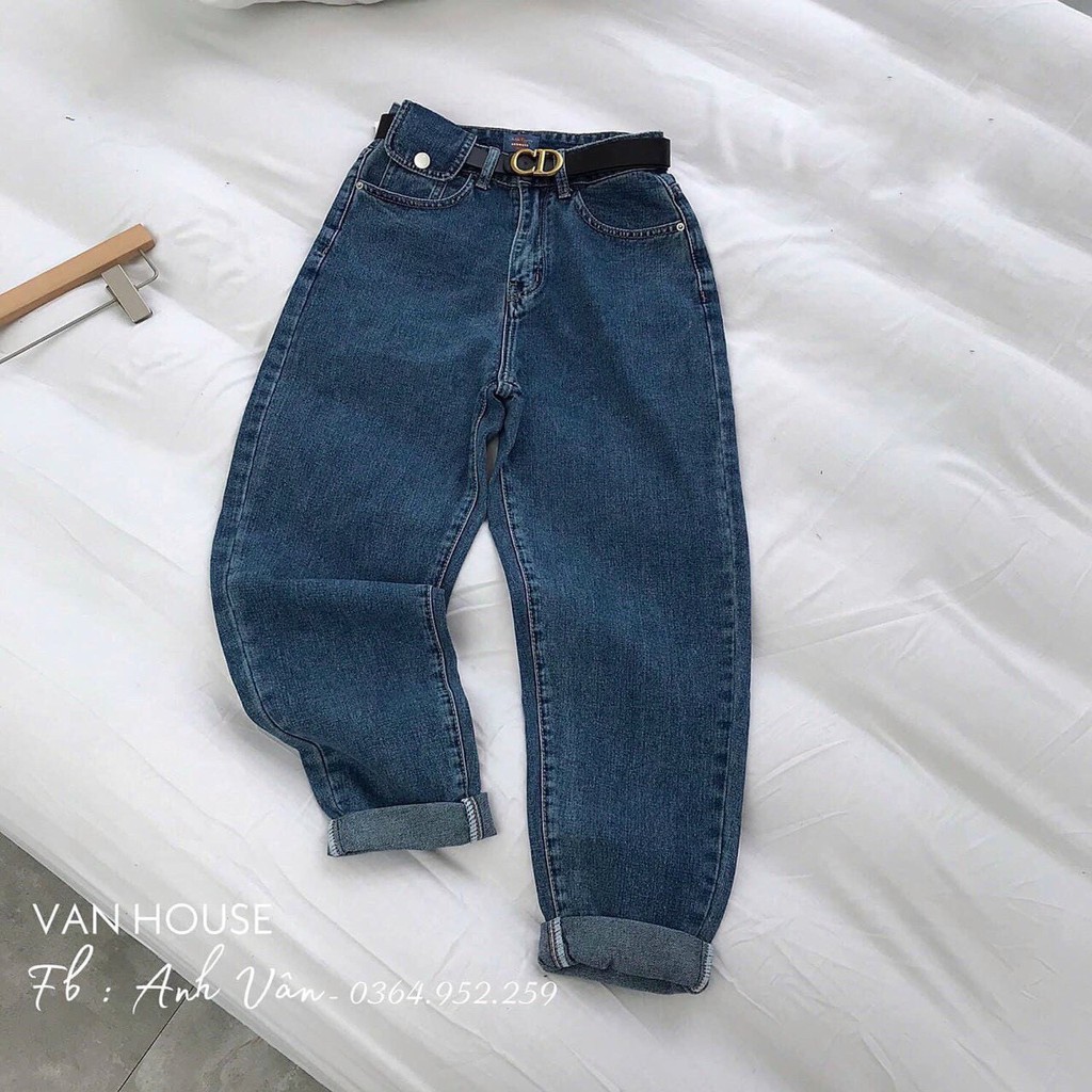 Quần baggy jean nữ lưng cao, xanh trơn xịt thời trang nhẹ, LB125 LB Jean Fashion