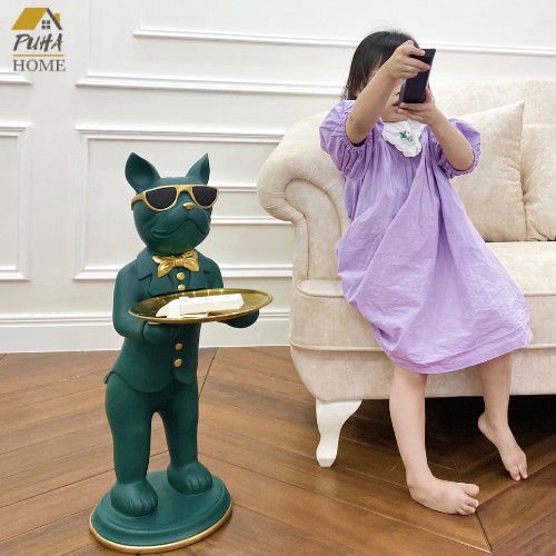 Tượng chó bồi bàn ôm khay sang trọng đẳng cấp - HÀNG CÓ SẴN - decor trang trí nhà cửa