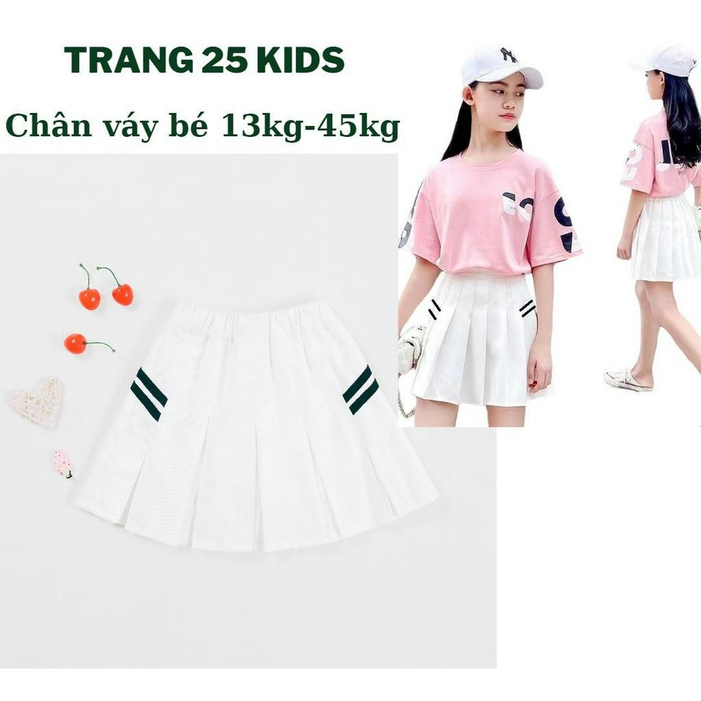 Chân Váy Bé Gái Màu Trắng Vải Kaki Lụa Mềm Có sẵn chip trong, Chân váy dance màu trắng bé gái