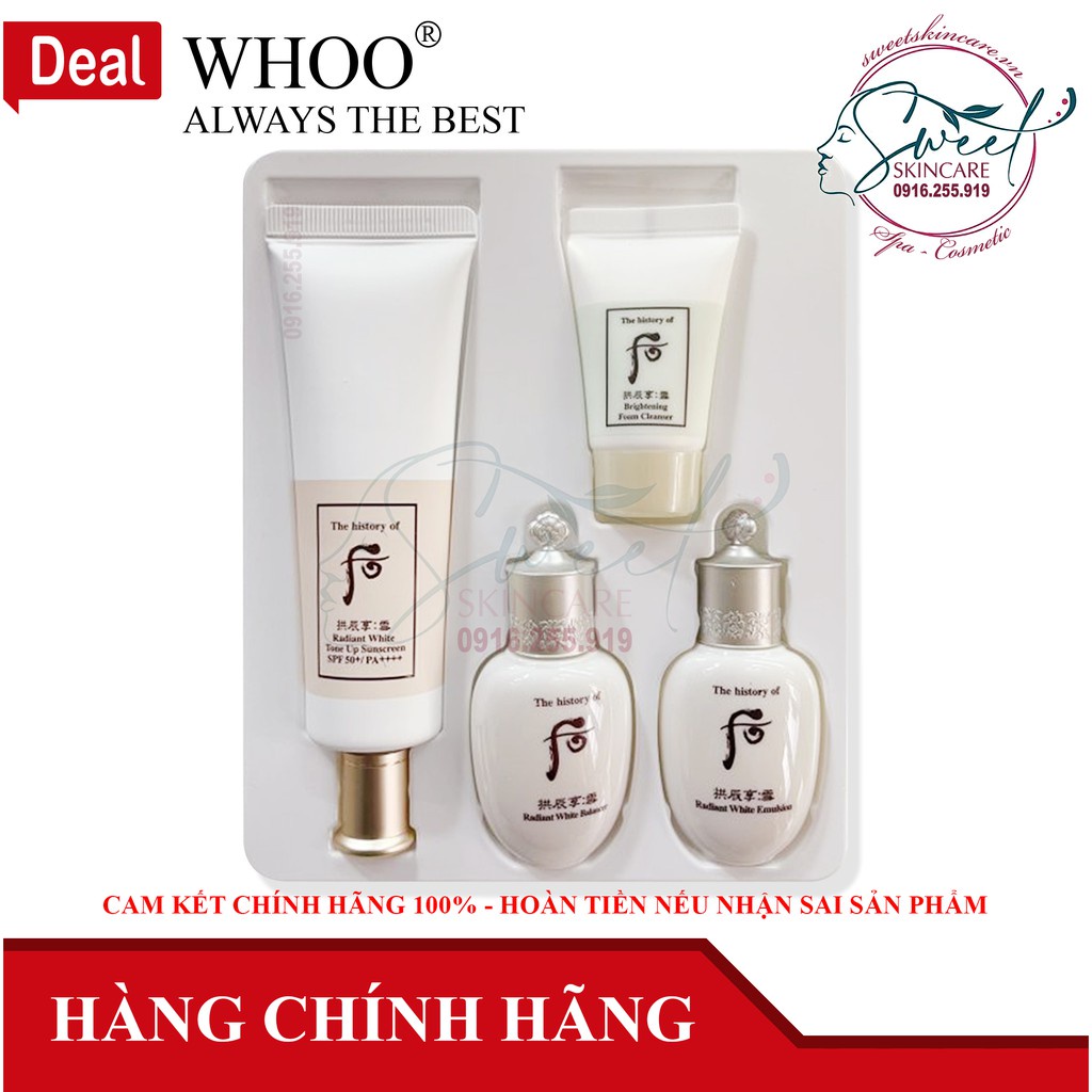 Set kem chống nắng dưỡng trắng da Whoo Radiant White Tone Up Sunscreen (whoo trắng) ( The history of Whoo)