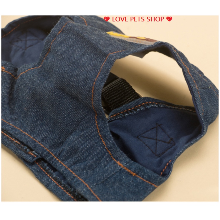 BỘ DÂY DẮT CHÓ KÈM YẾM BẰNG VẢI JEAN (KHÔNG CHỌN SIZE THEO SỐ KG Ạ)-  LOVE PETS SHOP