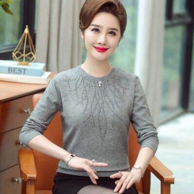 Áo len nữ trung niên cao cấp kiểu dáng sang trọng QCNP1538