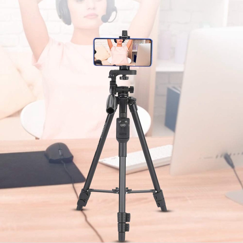 Giá đỡ điện thoại - máy ảnh YUNTENG-5208 3 chân chắc chắn trang bị remote chụp ảnh, Tripod 3 chân kéo dài 1 mét