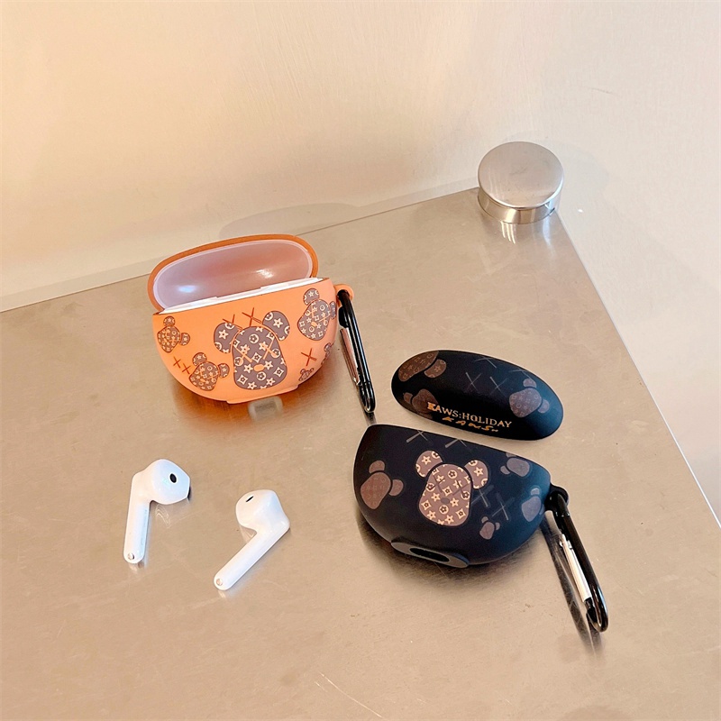 Đối với OPPO Enco Air TWS Vỏ tai nghe trái đào mùa hè cho OPPO Enco Air 2 Gấu dễ thương Phi hành gia Cặp đôi hoạt hình Vỏ bảo vệ chống rơi