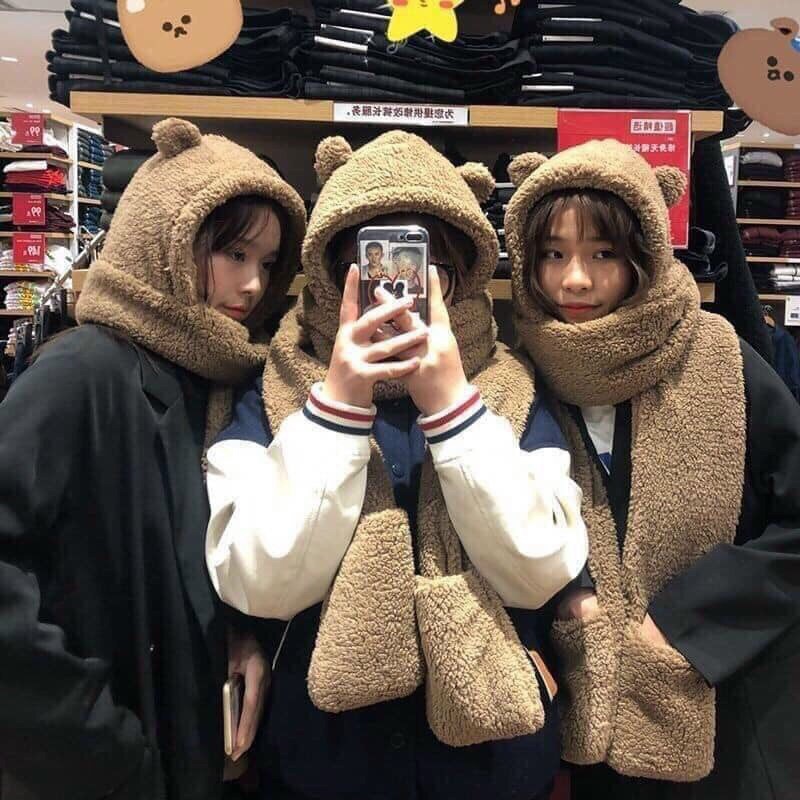 SET MŨ LÔNG CỪU CAO CẤP LIỀN KHĂN VÀ GĂNG TAY SIÊU ẤM ÁP.