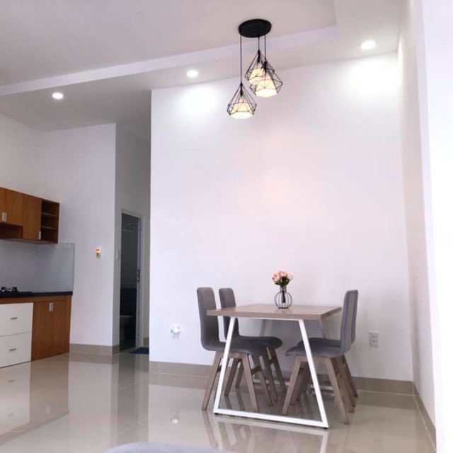 Đèn thả trang trí bàn ăn thả trần hình kim cương khung sắt