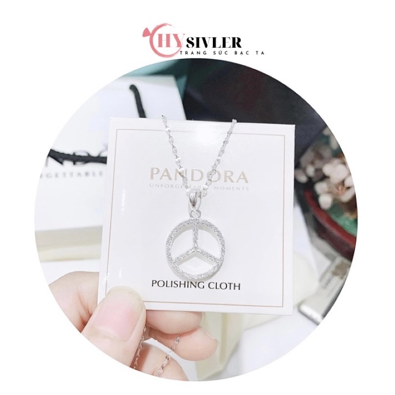 Dây chuyền bạc nữ CHY SILVER mặt mẹc hình tròn nạm đá sang chảnh bạc thật