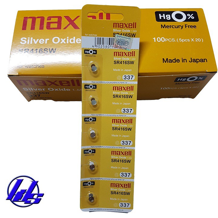 Pin đồng hồ SR416SW/337 Maxell Silver Oxide 1.55V - Vỉ 5 viên