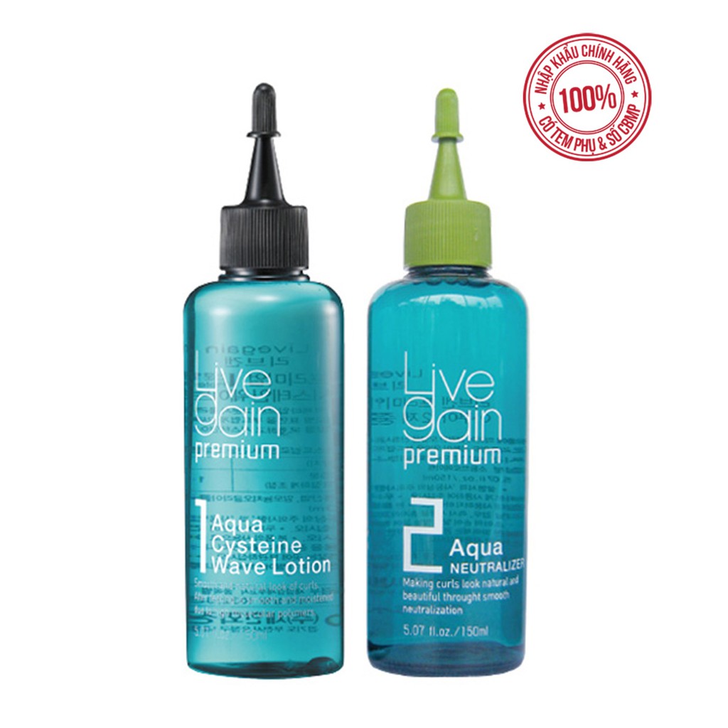 Thuốc Uốn Siêu Dưỡng Livegain Premium AQUA CYSTEINE Lotion 160ml + 160ml Hàn Quốc