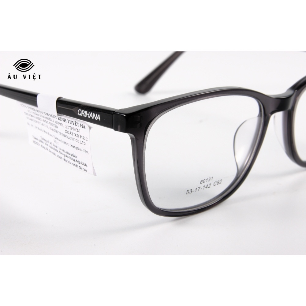 Gọng kính nam nữ nhựa acetate dáng chữ nhật vuông Orihana 60131 màu xám đen Full box