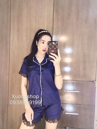 Bộ lụa quần đùi pha ren siêu hot