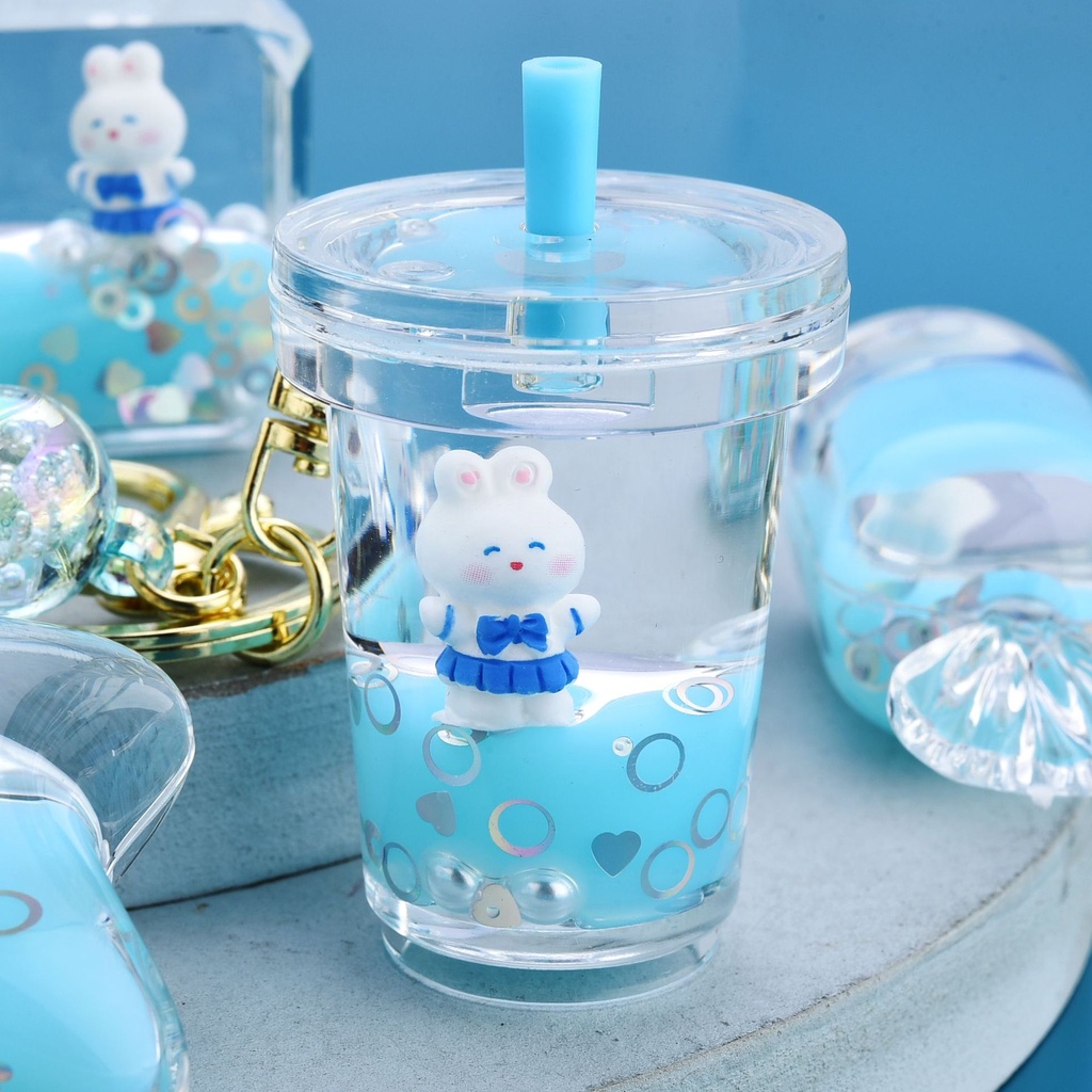 Móc Khóa Acrylic Nổi Hình Thỏ Năm Cánh Ngôi Sao Cốc Trà Sữa Tươi Mới Làm Quà Tặng Cho Học Sinh / Xe Hơi