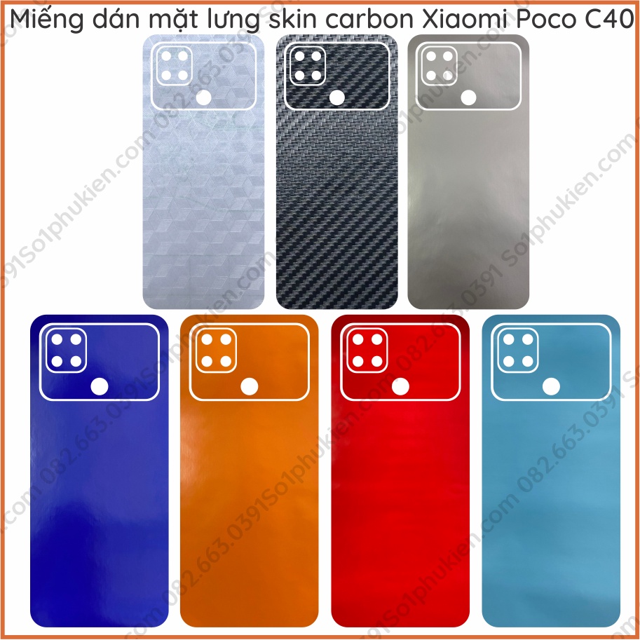 Skin dán mặt lưng Xiaomi Poco C40 dán cả camera siêu đẹp nhiều màu sắc lựa chọn