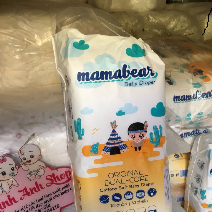 Tã bỉm quần trẻ em MAMABEAR 100 miếng đủ size M, L, XL, XXL,XXXL siêu thấm hút, mềm mại, khô thoáng và an toàn cho da bé