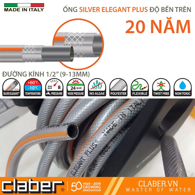 Bộ Vòi Tưới Cây Ban Công Claber Mini-set Garden 9032, 10 mét ống phí 12mm, vòi tưới hoa sen