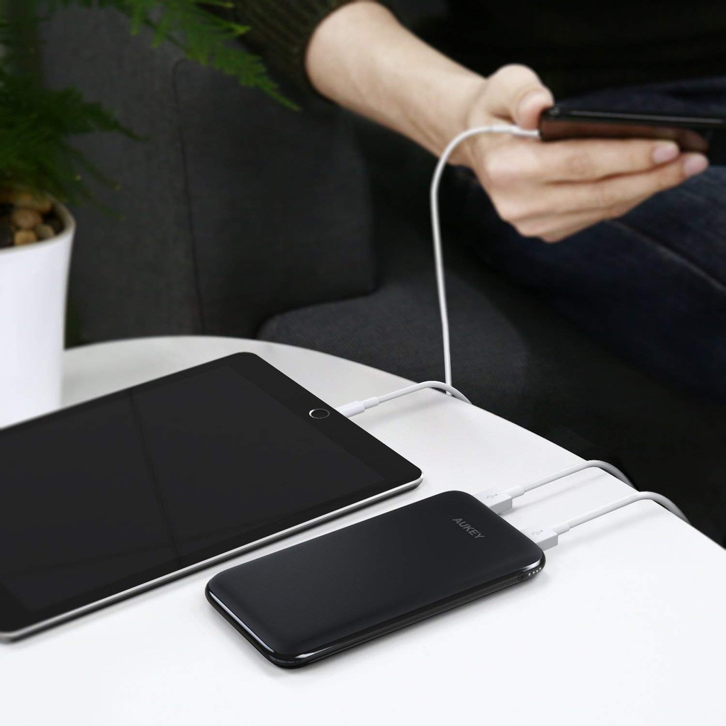 Pin Sạc Dự Phòng Aukey Slim 10000mAh 2 Cổng AiPower Kèm Đèn Flash - PB-N51 - LAGA