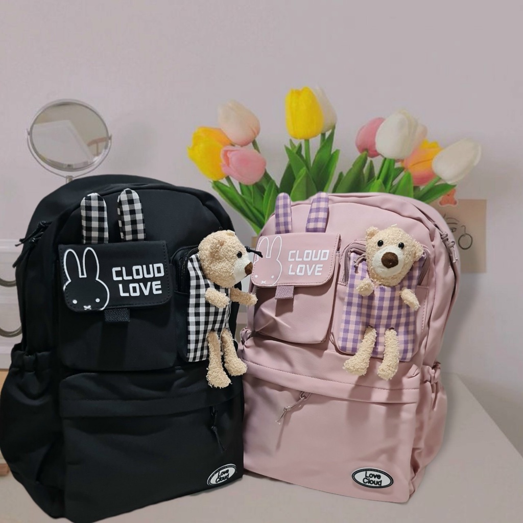 Balo gấu thời trang cloud love kèm gấu như hình