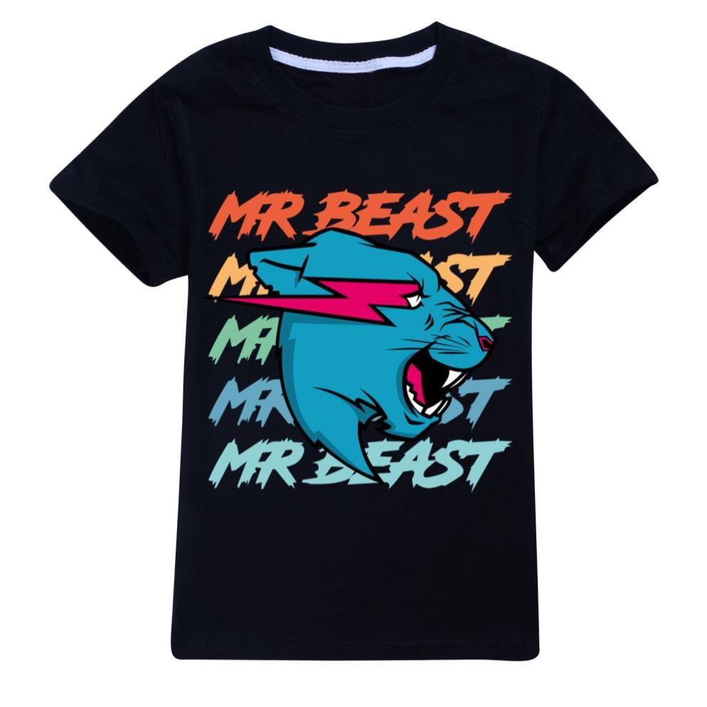 Áo Thun Cotton Tay Ngắn In Chữ Mr Beast Thời Trang Mùa Hè Cho Bé shop uy tín