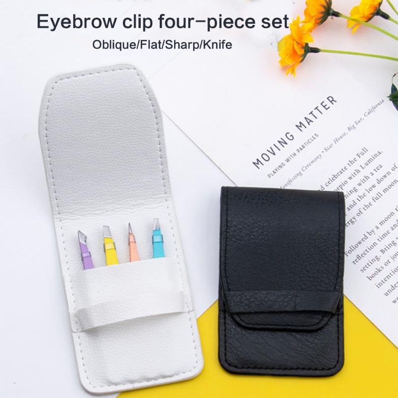 Set 4 Nhíp Nhổ Lông Mày Chuyên Nghiệp Bằng Thép Không Gỉ