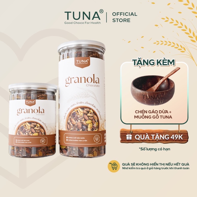 Combo 2 Hũ Granola Ngũ Cốc Ăn Kiêng 500gr Tuỳ Chọn Tặng 1 Chén Gáo Dừa + Muỗng