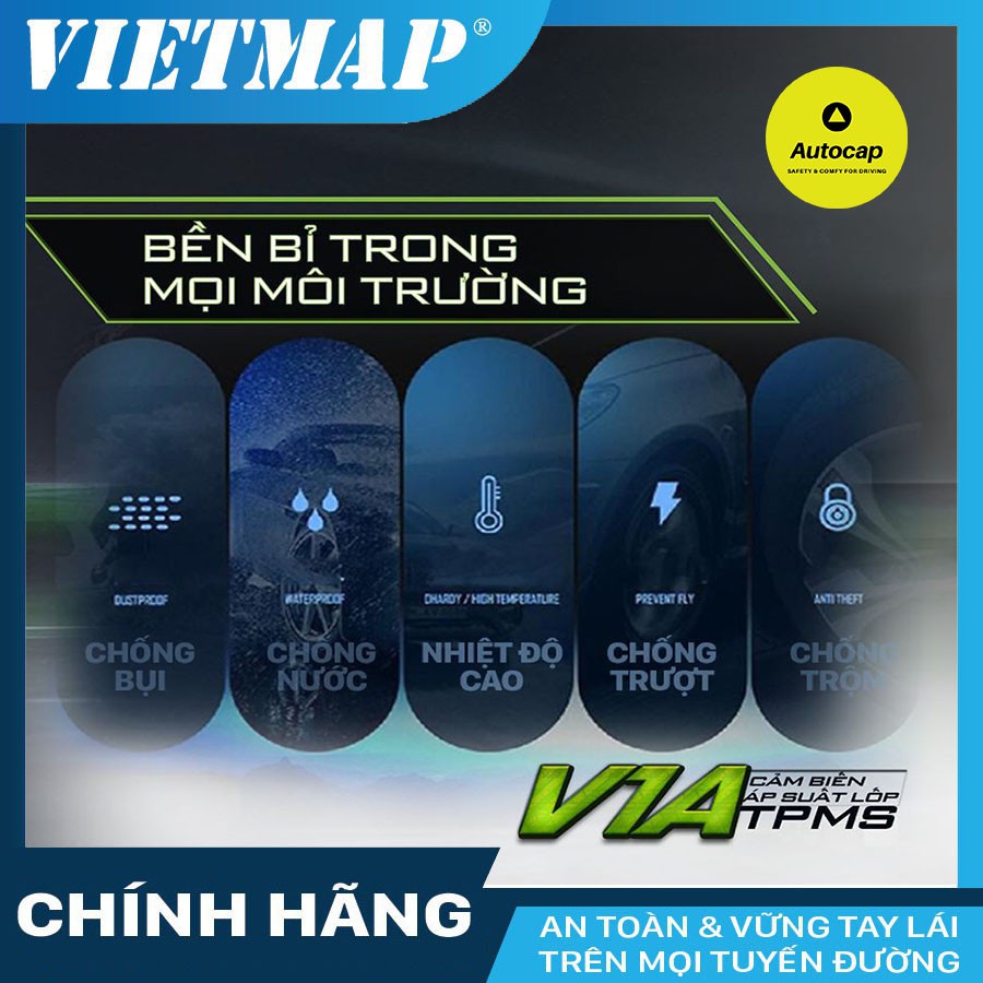 Cảm Biến Áp Suất Lốp VIETMAP V1A Tích Hợp Màn Hình DVD Android cho xe ô tô