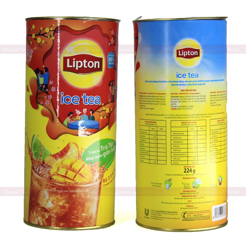 Lipton IceTea hòa tan 16 gói (ống lớn)