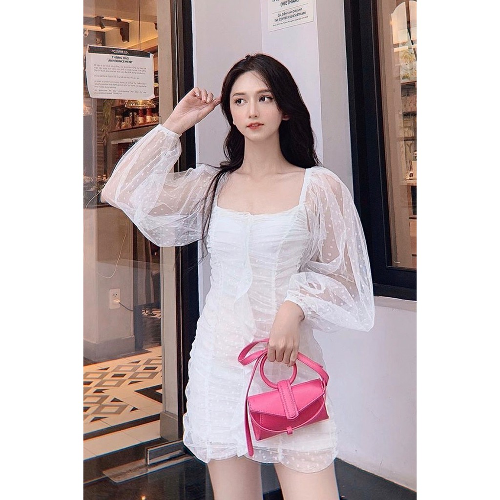 Váy bèo thân dài tay trắng tingoan LEWIS DRESS | BigBuy360 - bigbuy360.vn