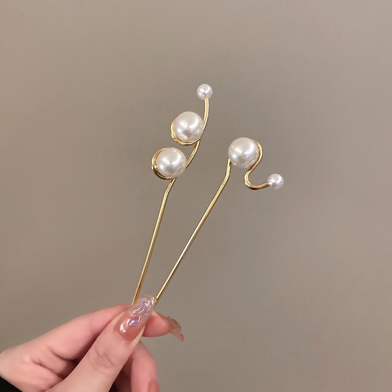 Trâm cài tóc nữ cá tính đính hạt trai ABS dùng búi tóc hằng ngày phong cách công sở vintage