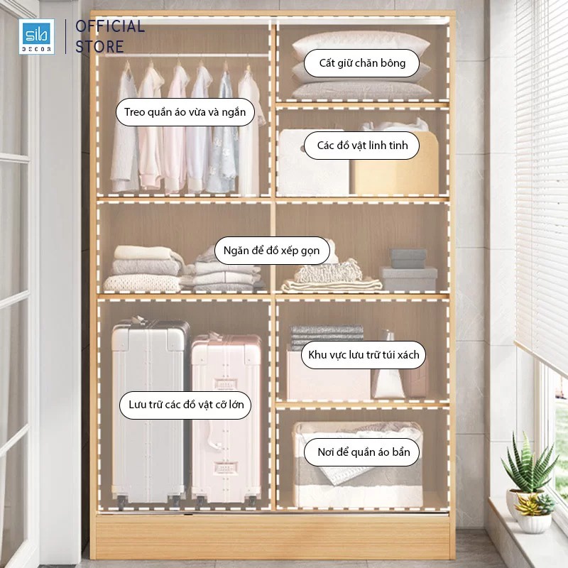 Tủ Quần Áo Simple Kết Hợp Cửa Lùa Hiện Đại Thương Hiệu SIB Decor