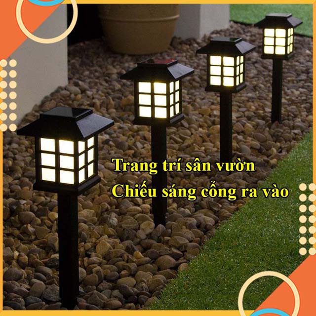 Đèn trang trí sân vườn-biệt thự năng lượng mặt trời hình mái nhà không tốn dây điện, MS 0403