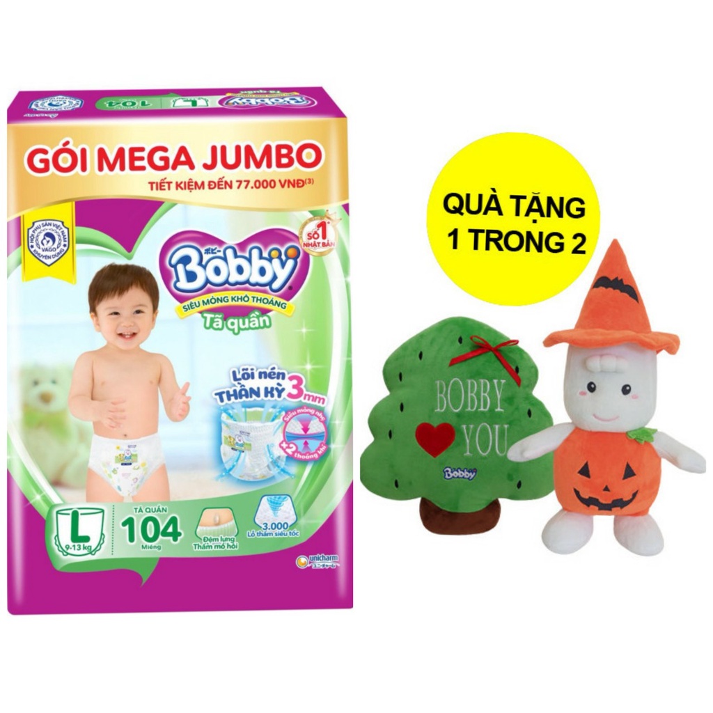 Tã quần Bobby Mega Jumbo : M120-L104-XL92-XXL84