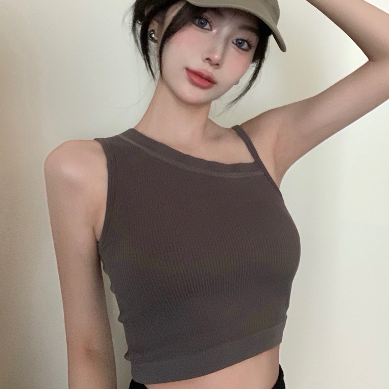 Áo dệt kim không tay ZHELIHANGFEI có mút ngực thiết kế gợi cảm