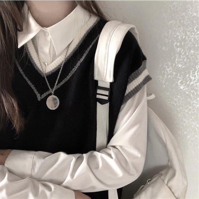 Set áo sơ mi+gile len học sinh Ulzzang HQ